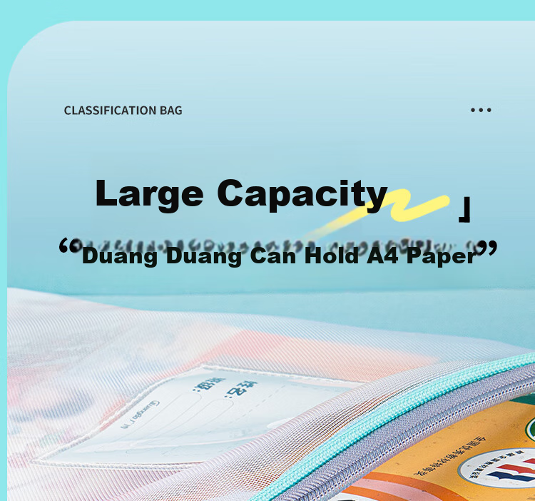 GuangBo L-Shaped Transparent Mesh Tutoring Bag, Subject Bag, Three-Layer A4 File Folder, Student Exam Paper Storage Zipper Bag, Stationery Bag, A08010 3