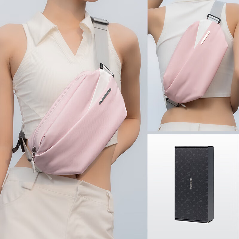 Inateck Large Capacity Crossbody Shoulder Chest Waist Bag Casual Sports Phone Storage Bag Flagship Edition | Soft Mist Pink | Gift Box