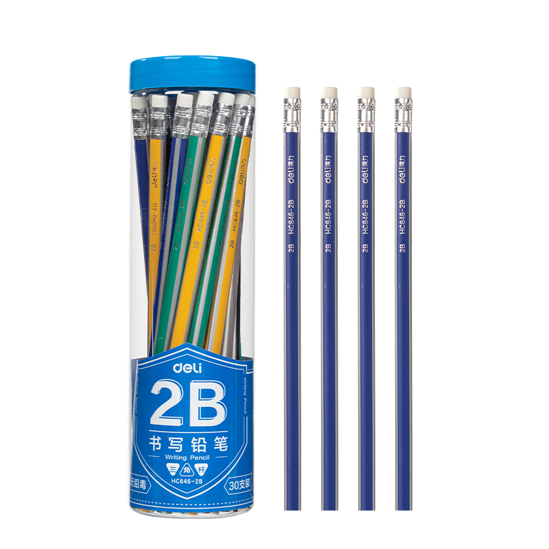 Deli 30-Pack 2B Colored Striped Graphite Wooden Pencils for Exams, Art Students, Sketching, Writing, Gift HC846-2B Back-to-School Stationery