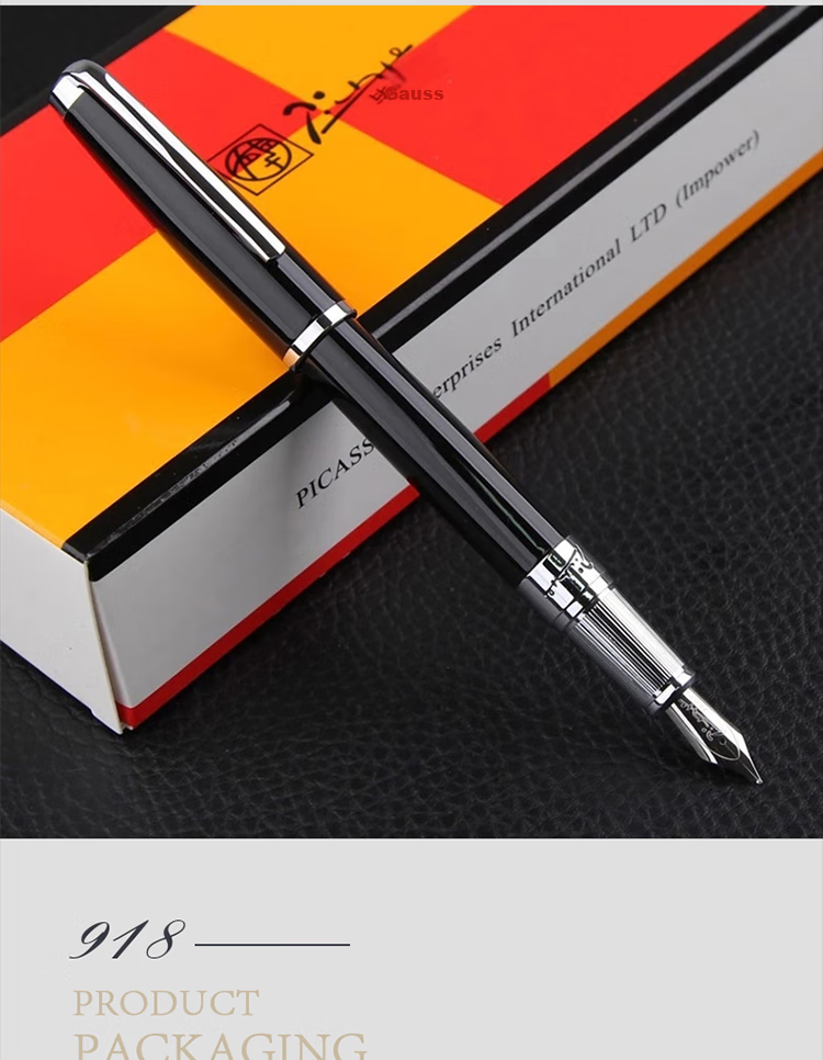 Pimio Fountain Pen And Ballpoint Pen, High-End Business Office Gift, Graduation Present for Men, Iridium Ink Pen Gift Box Set, Menghuang Boka Series 918 Gold Color 6
