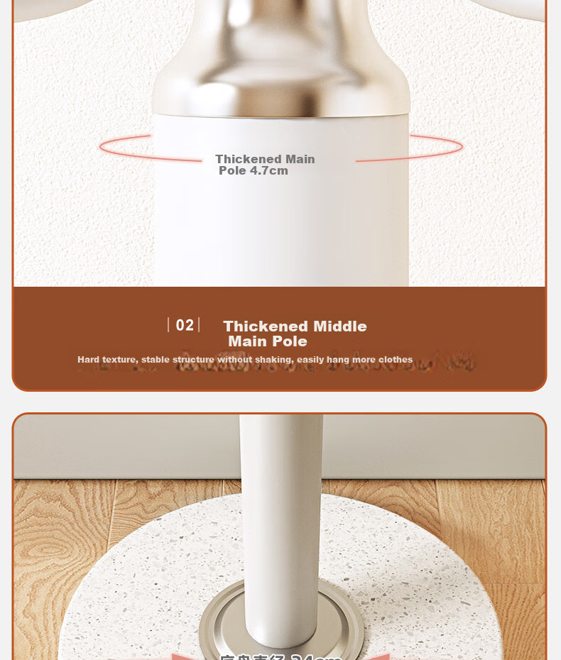 Yijia Coat Rack, Floor-Standing Clothes Hanger, Simple Marble-Style Standing Garment Stand for Home Use, Antique Bronze Color 12