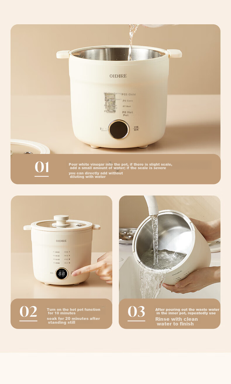 OIDIRE (Oudian) Egg Cooker, Steamer And Cooker Combo, Electric Baby Food Cooker, Electric Steamer, Breakfast Maker, Egg Cooking Device for 7 Eggs, ODI-ZDQ26 Steamer Model 14