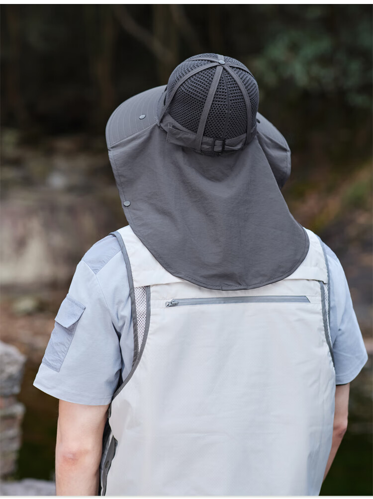 GLO-STORY Men's Summer Outdoor UV Protection Breathable Sunshade Bucket Hat with Ice Silk Face Mask for Women 10