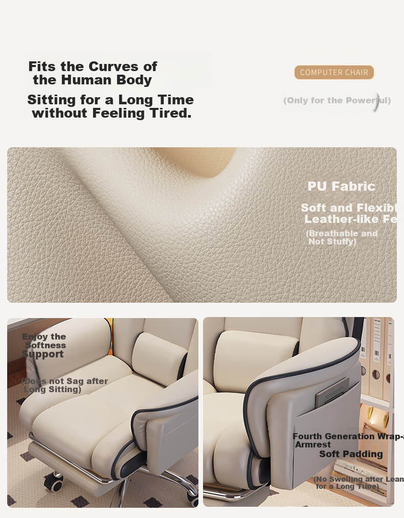 Chibailun Computer Chair, Home Gaming Chair, Sofa Chair, Ergonomic Chair, Bedroom Study Chair with Backrest, Adjustable Height Study Chair 2