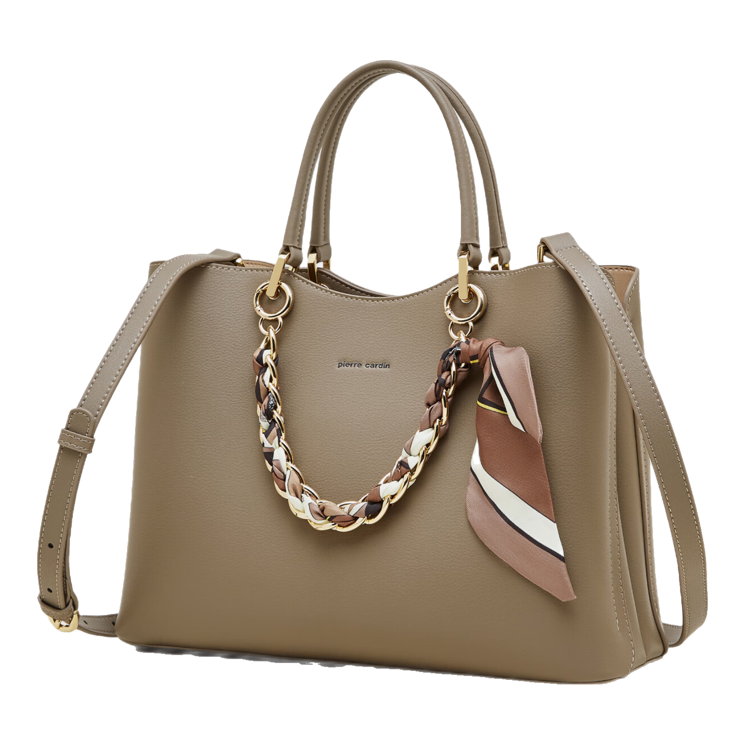 Pierre Cardin Women's Handbag, Shoulder Crossbody Bag, Commuter Bag, Mom Bag, Holiday And Birthday Gift, Light Gray, Gift Box Included