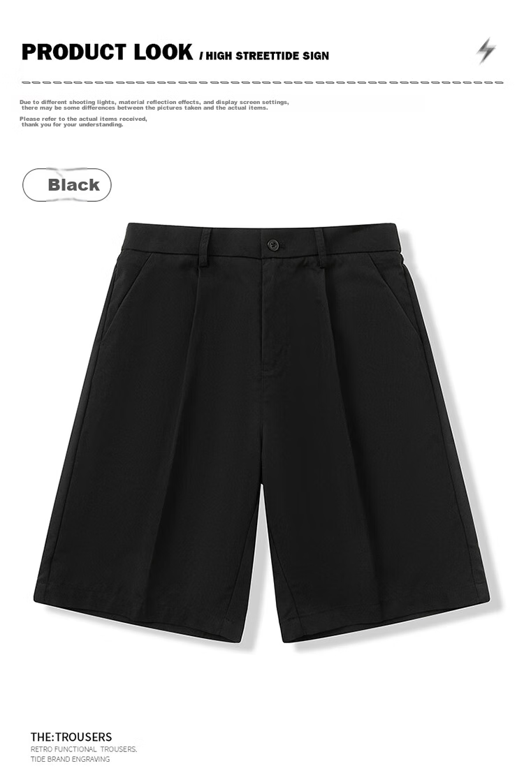 I'M DAVID Men's Suit Shorts, Straight-Leg Loose Thin Summer Pants, Casual Five-Point Shorts for Men, Dark Gray, M 10