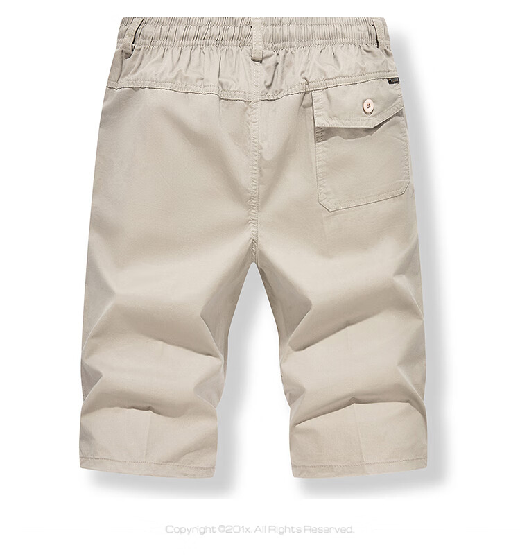 ROMON Summer Men's Pure Cotton Seven-Point Casual Breathable Drawstring Solid Color Simple Youth Workwear Beach Shorts 9