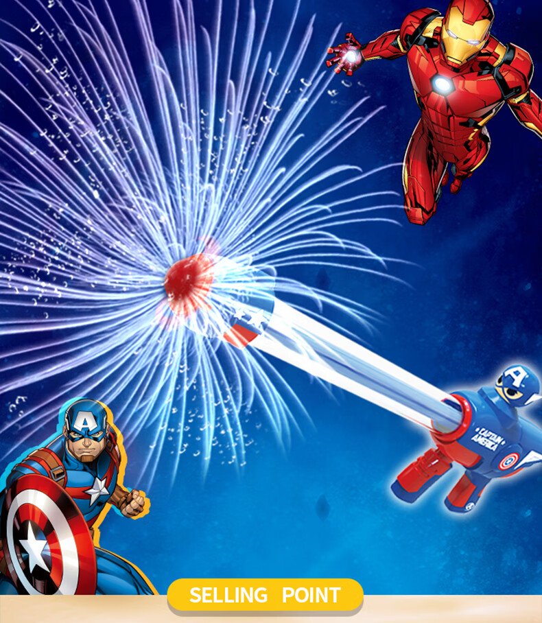 Disney Marvel 31-Hole Water Blaster Toy Water Gun Kids Captain America Birthday Gift 2
