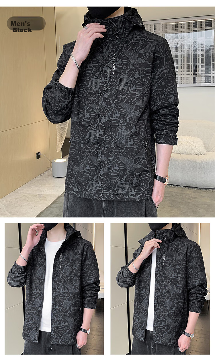 VANCAMEL Jacket for Men, Spring And Autumn Hooded Outdoor Casual Sports Waterproof Couple Style Coat, White, 2XL 5