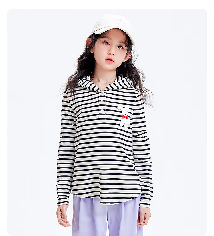 BALABALA BalaOne Girls' Long-Sleeve T-Shirt, Children's Autumn Striped Casual Top, 208325100008 9