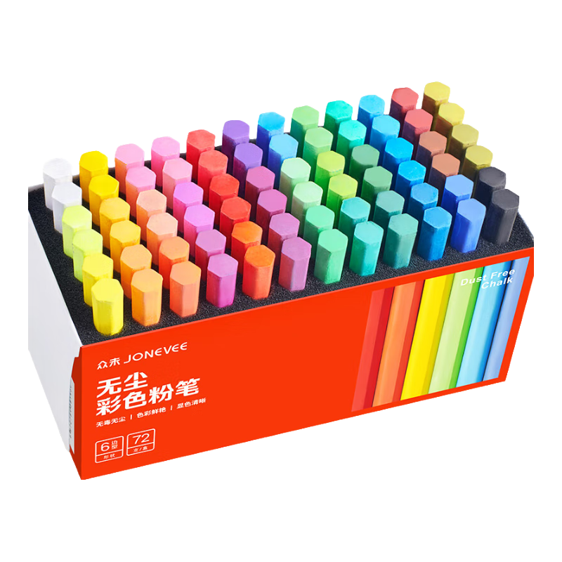 JONEVEE Non-Toxic Colorful Chalk, 36 Colors, 72 Pieces, Specially Designed for Blackboard Charts, Teacher's Teaching Supplies, Non-Water Soluble ZWCK-6723, Suitable for Children's Use