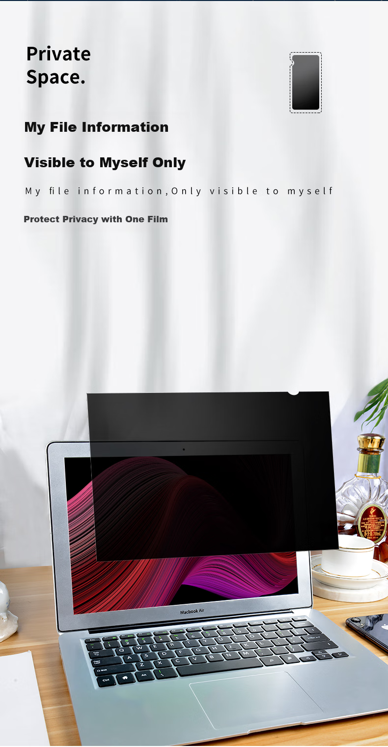 MUGU Computer Monitor Privacy Screen Protector, Tempered Glass Film for Laptops And Desktops, Anti-Peeping Screen Protector, 12.5 Inches (16:9) 1