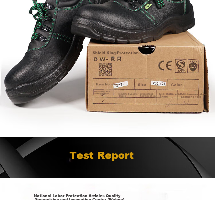 DUNWANG Safety Shoes 2377, Steel Toe Anti-Smashing Puncture-Resistant Anti-Static Cowhide Non-Slip Oil-Resistant Work Boots for Men And Women, Construction Site Workshop Multi-Functional Protective Footwear Size 41 12
