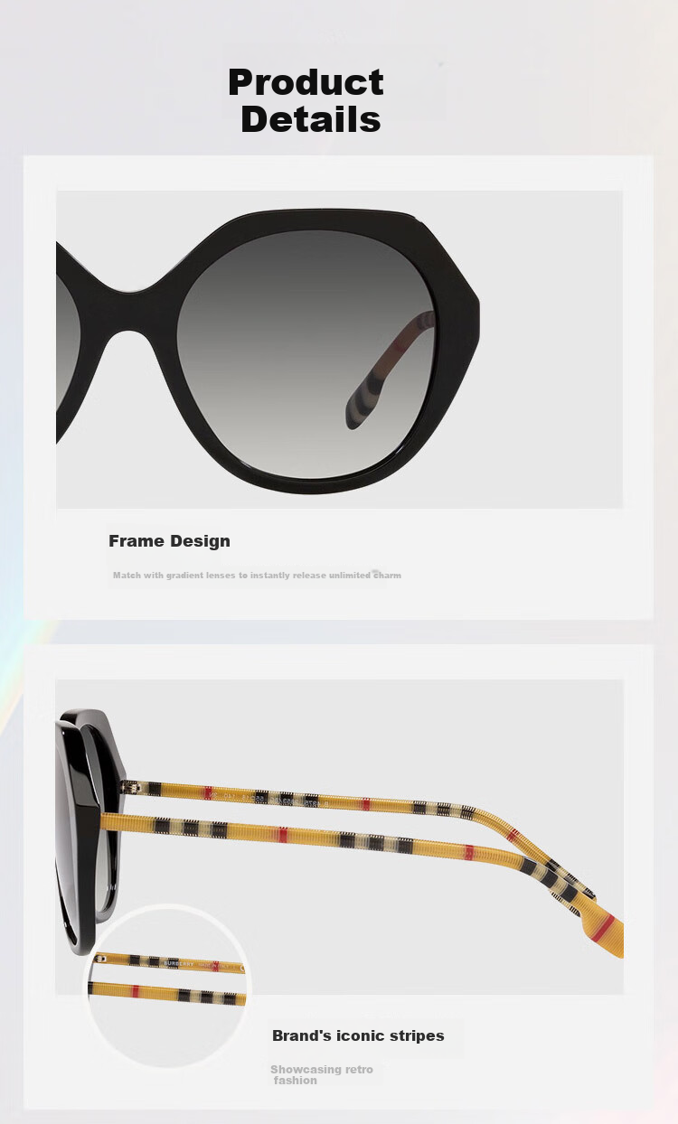 BURBERRY [Official Authentic Product], Sunglasses, Unisex Round Frame Sunglasses, 0BE4375F38538G57 3
