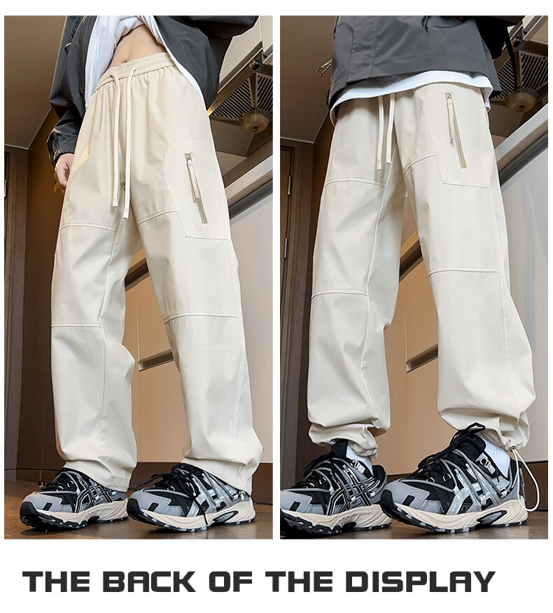 Dingfengbaoluo Casual Cargo Pants for Men, Spring And Summer Paratrooper Functional Trousers, American-Style Solid Color Outdoor Pants, 2418 Gray, Size M 16
