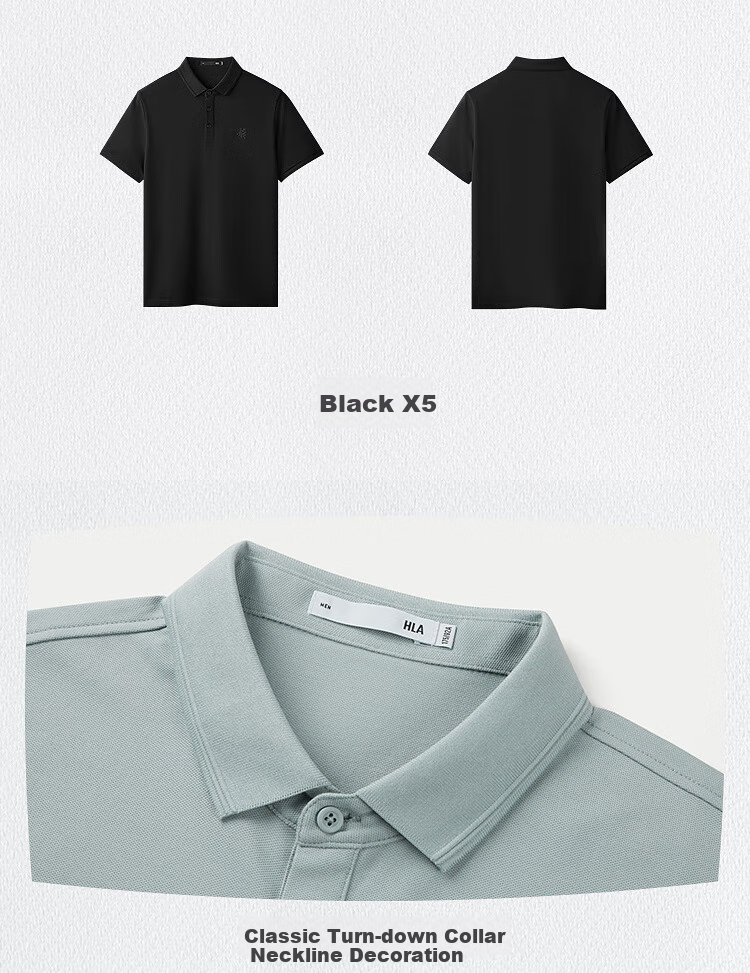 HLA Short-Sleeve Polo Shirt for Men, Large Size, Fashionable Dragon Design, Summer Wear for Me 13