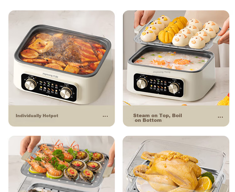 Joyoung 22L Three-Layer Large Capacity Electric Steamer Pot with Dual Rotary Timer And Heat Control, Breakfast Pot, Steamed Bun Pot DZ220HG-GZ536 10
