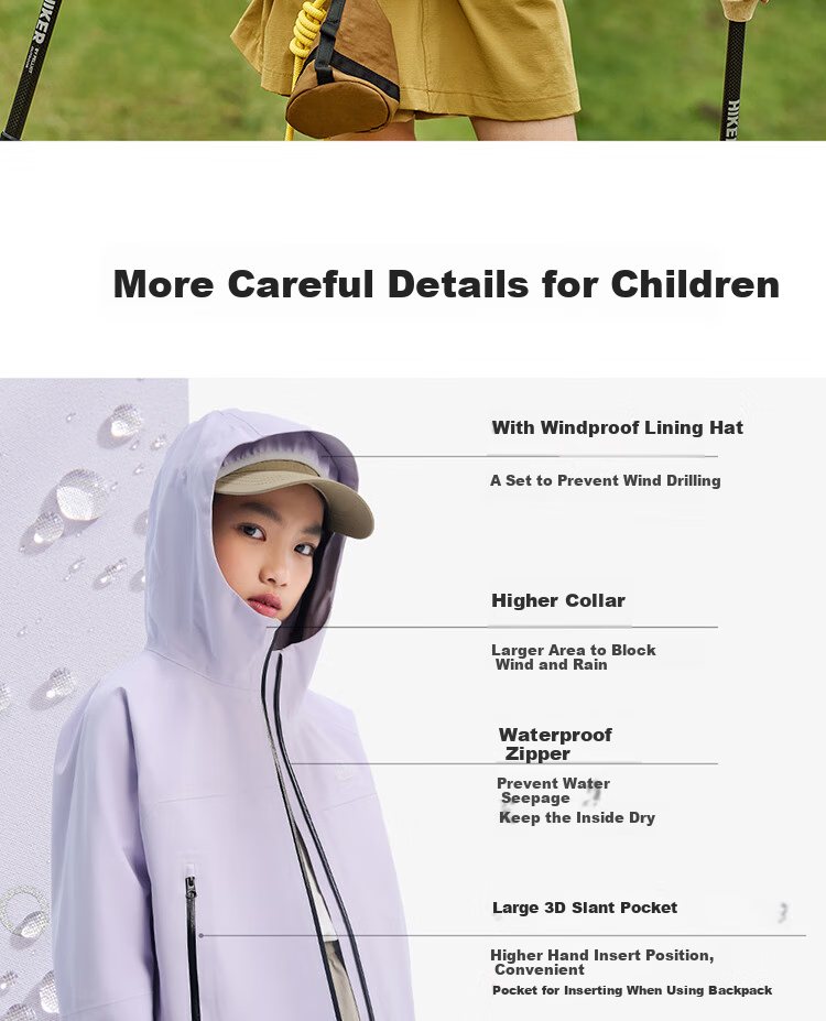 Pelliot [Xiaoshanke] Children's Outdoor Hardshell Waterproof Jacket for Boys And Girls, Model 135101017, Orange, Size 130 8