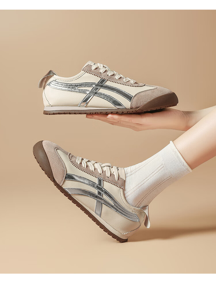 ZHR Dexun Women's Shoes, 2026 New Style White Sneakers for Women, Lightweight Flat-Bottomed Sports Shoes, BT102PP, Beige And Black, Size 35 9