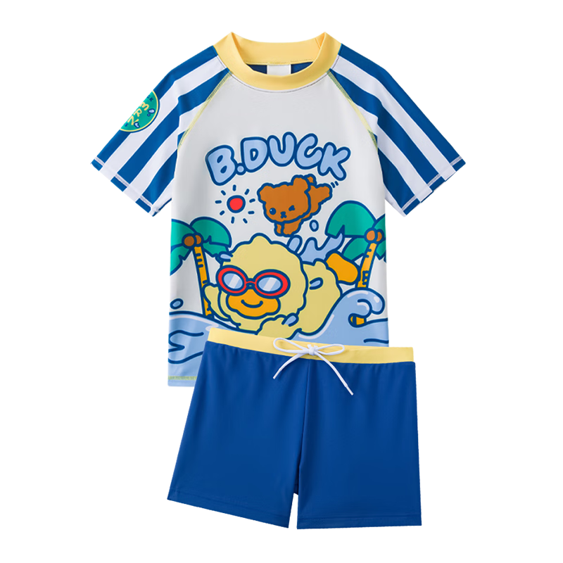 B.Duck Boys' Swim Trunks, Youth Two-Piece Swimsuit, Diving Beginner Equipment