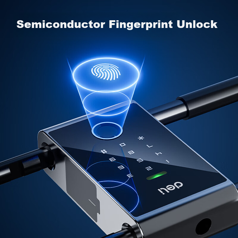 Deli Glass Door Lock Attendance Access Control Machine, Smart Fingerprint U-Shaped Lock for Double Doors, U-Shaped Password Lock, Shop Glass Door Lock Motorcycle Lock Rust-Resistant Anti-Shearing Anti-Pry AL104