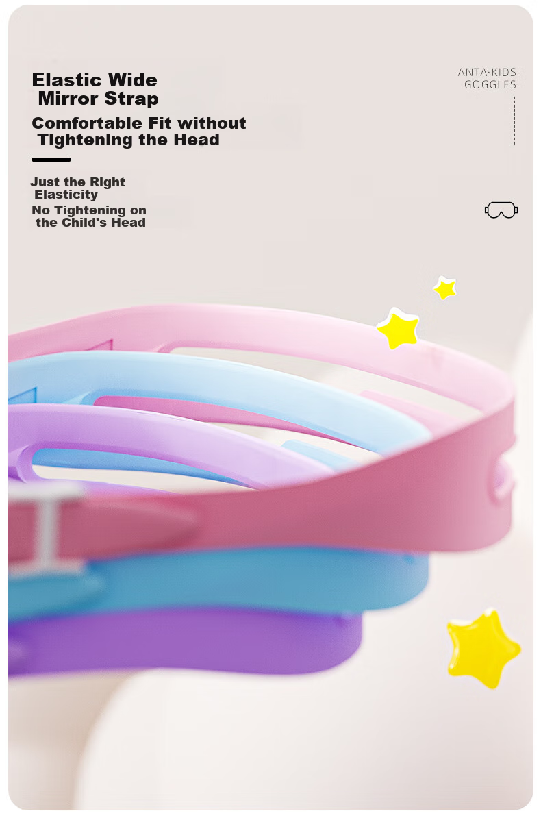 ANTA Children's Swimming Goggles Large Frame Swim Glasses for Boys And Girls High Definition Waterproof Anti-Fog Swimming Equipment Starry Pink Non-Prescription Lenses 6