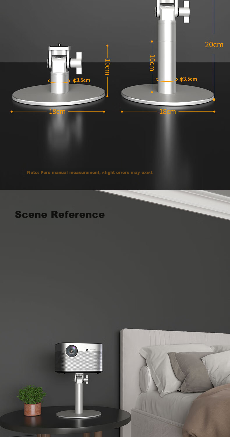 CINE Projector Stand Home Bedside No Drilling Required Desktop Tripod Bracket Compatible with XGIMI, JmGO, Dangbei, Xiaomi, Huaqiu, Xiaoming Projectors Storage Rack PB13-20 Silver 9