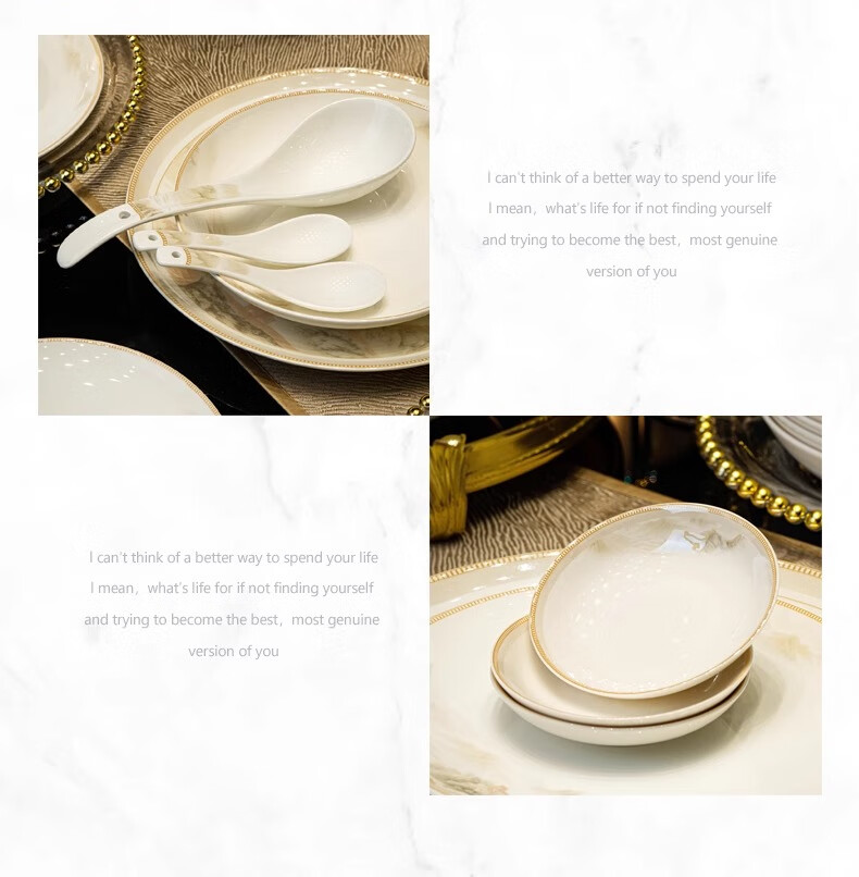 KANGQIN Bowl And Plate Set, Home Use Jingdezhen High-Quality Tableware Set, Chinese Light Luxury Ceramic Bowls And Plates, Housewarming Gift Box Set 4