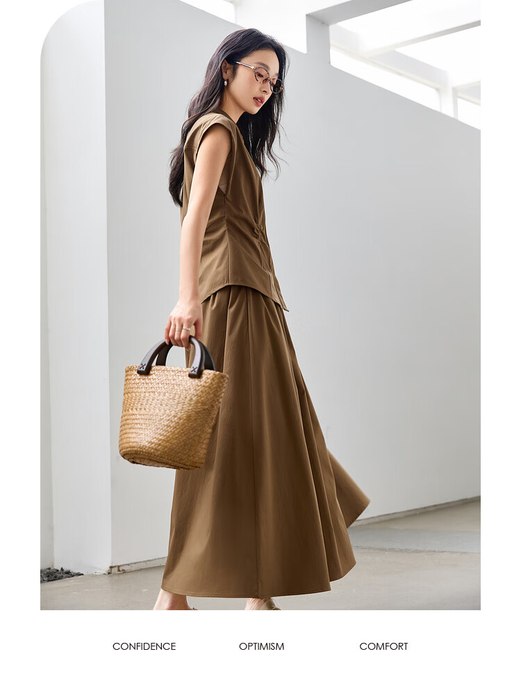 Fansiman French Style Pleated Top and Skirt Set for Women 2026 Summer New High-End Waist Slimming Two-Piece Set Size S 5