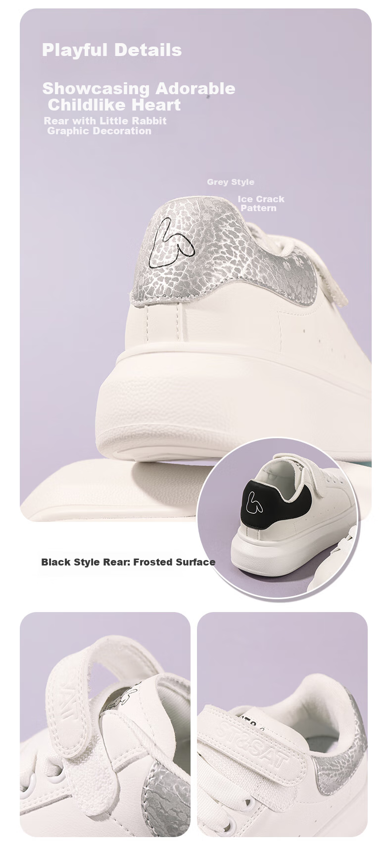 St&Sat Children's Shoes, Kids' White Sneakers, New Style Boys' Casual Shoes, Korean Fashion Skateboard Shoes, Versatile Girls' Shoes, White And Black, Size 33 4