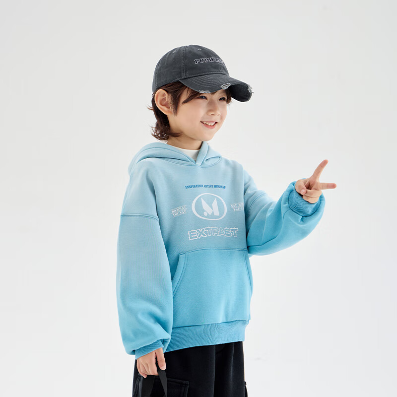 Chenchenma [Gradient] Parent-Child Gradient Color Band Hooded Fleece Sweatshirt, 6762D