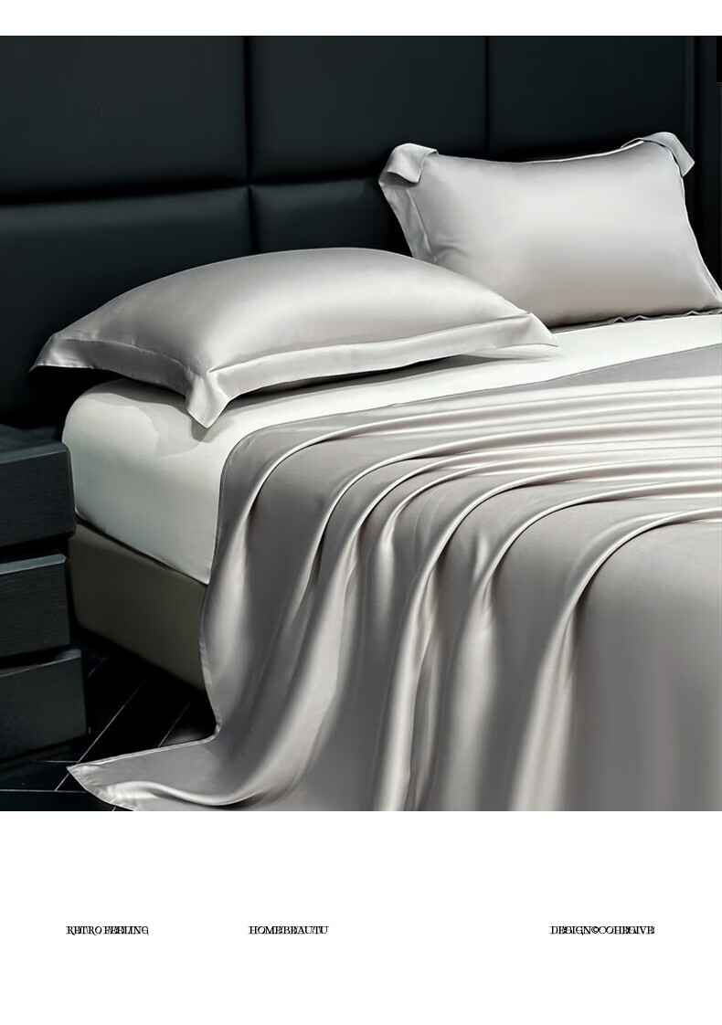 Wuyinliangpin Class A 60-Piece Lyocell Tencel Pillowcase Set, Home Use Washable Ice Silk Pillowcases, Fengya Gray 48*74cm 2