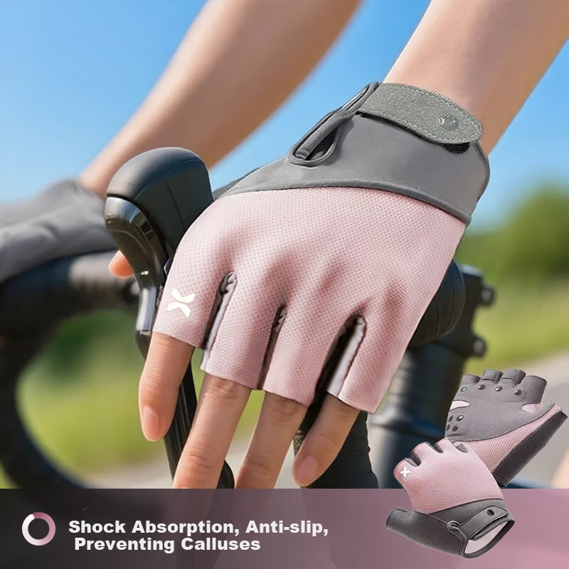 Ousen Cycling Gloves, Summer Sports Fitness Outdoor Hiking, Men And Women Road Mountain Bike Breathable Non-Slip Fingerless Gloves