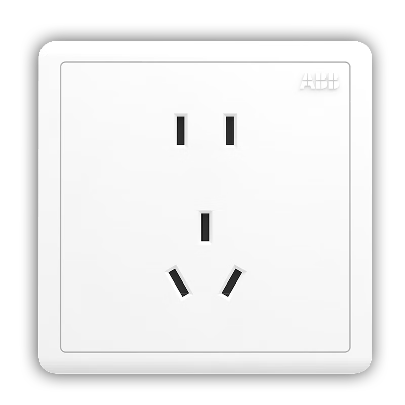ABB Switch Socket Panel, Yuanchi Series White 86-Type Large-Spacing 10A Five-Hole Socket, AO205N