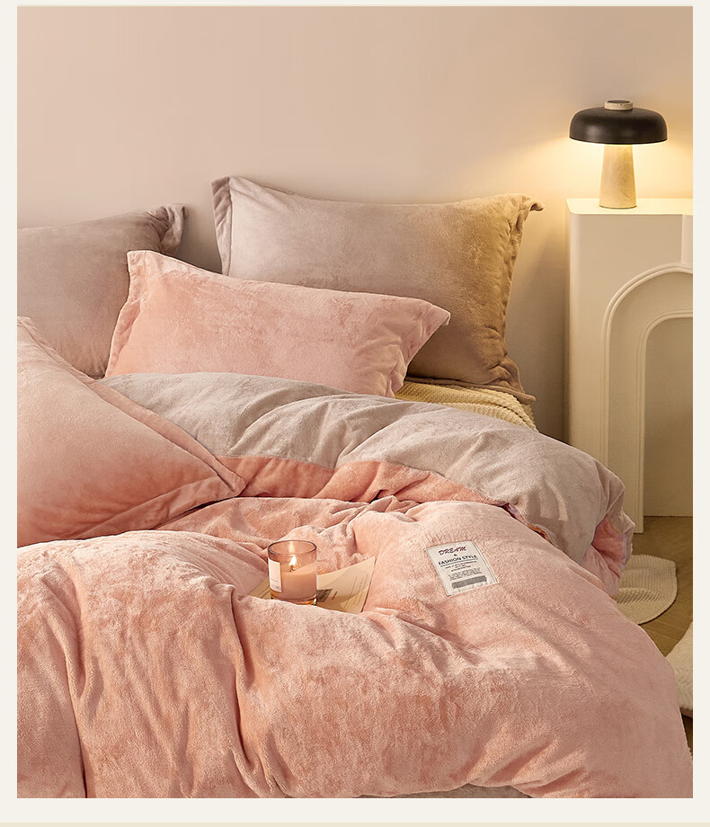 LOVO Luolai Flannel Milk Velvet Four-Piece Bedding Set, Anti-Static, Winter Thickened Double-Sided Duvet Cover, 200*230cm 3
