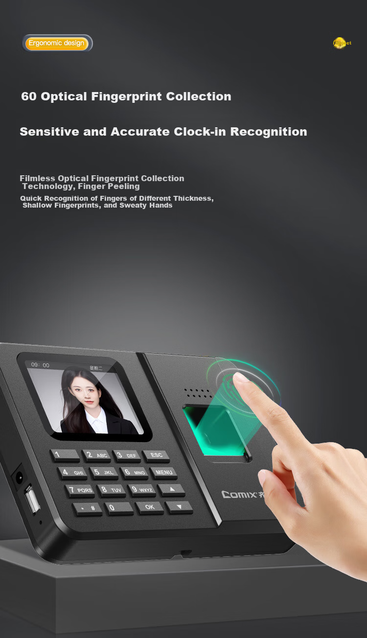 COMIX Attendance Punch Clock Sold by JD Facial Recognition + Fingerprint + Palm Vein Attendance Machine for Work Check-In No Network Or Software Required, One-Click Export Reports F3770S 5