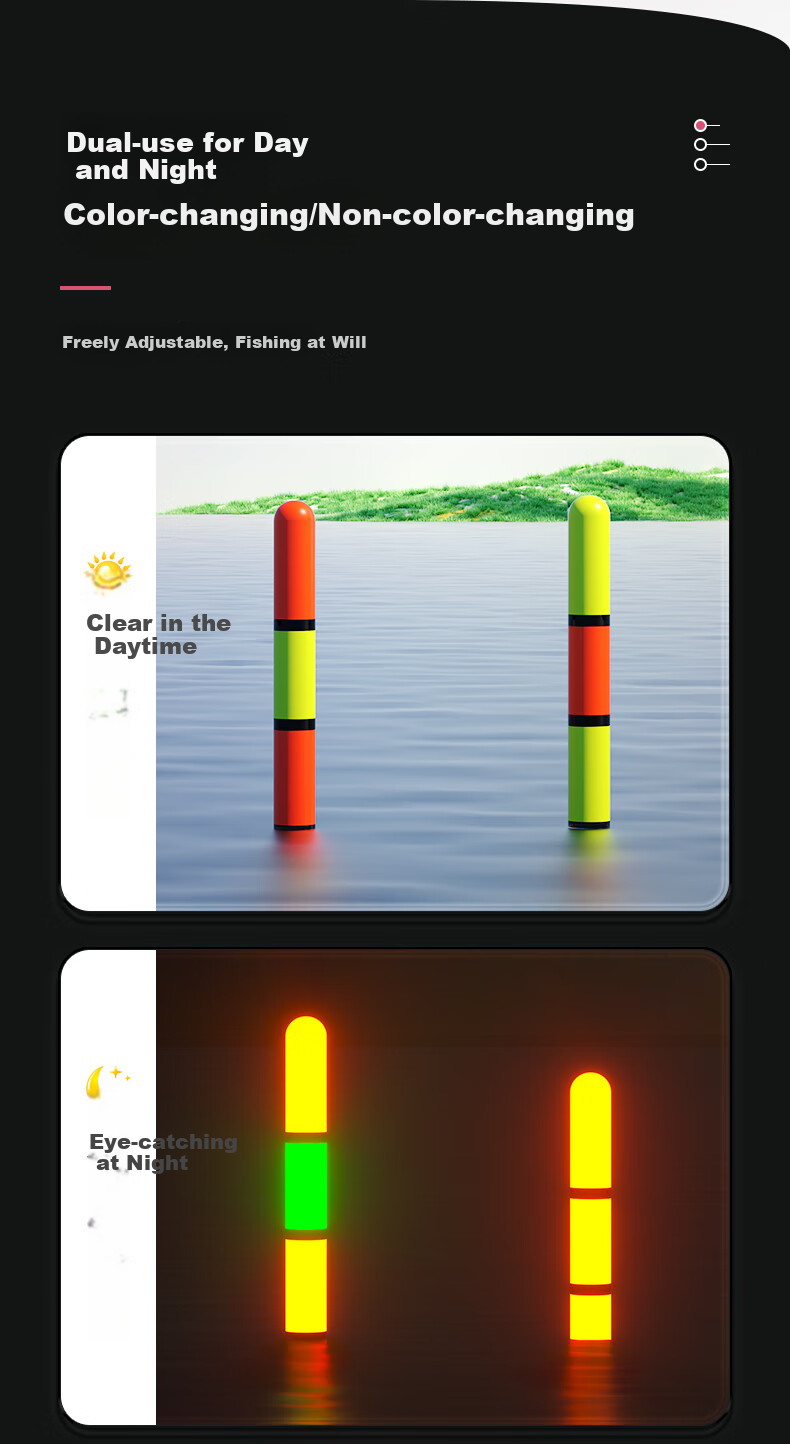 Chuanze Luminous Float for Rock Fishing, Long-Distance Casting, Big Fish, Biting Hook, Color-Changing, Highly Visible Buoy for Bighead Carp And Silver Carp, Electronic Float PF02 5