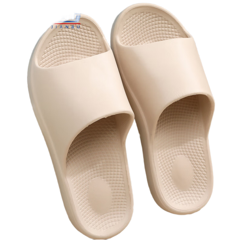 Huamei Jianbu Solid Color Slippers Couples Men and Women Bathroom Non-Slip Quick-Dry Soft Sole Cool Slippers HM5073 Black Size 36-37