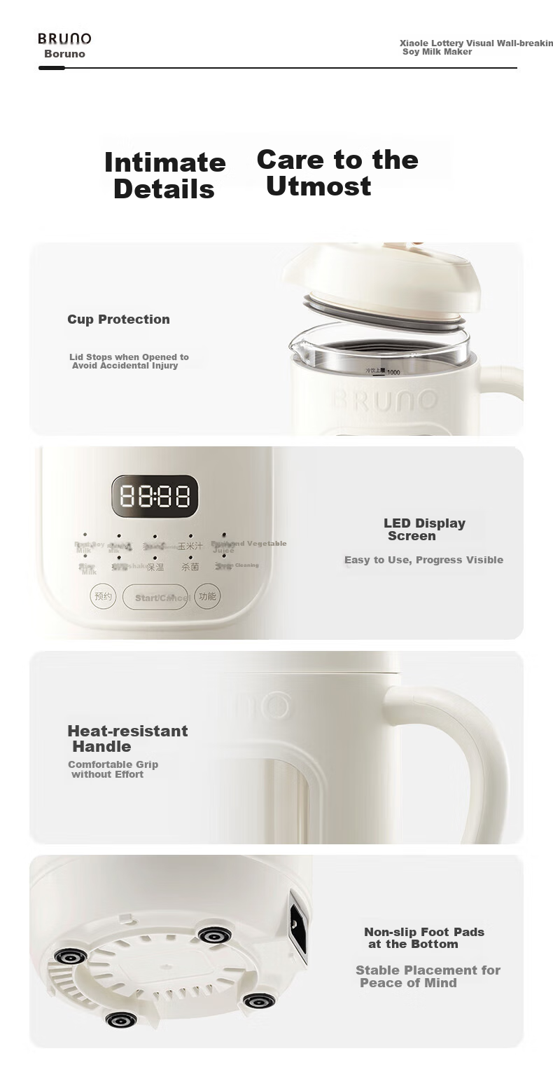 BRUNO Fifth Generation Soy Milk Maker And Blender with Visible Window, Compact Automatic Home Use Juicer Machine without Cooking Or Filtering, White DJ05 [Annual Bestseller] 21