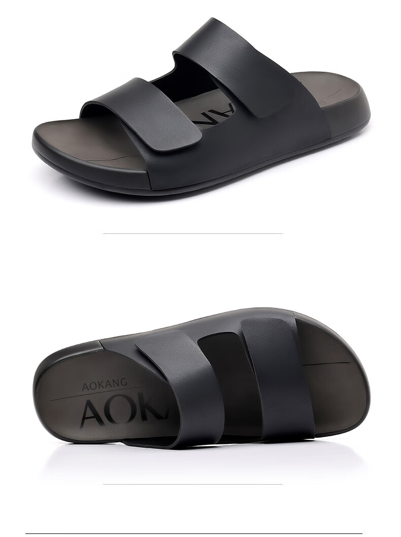 Aokang New Men's Birkenstock Sandals, Summer Slippers, Simple Slide Sandals, Soft-Soled Beach Shoes, Gray, Size 38 11