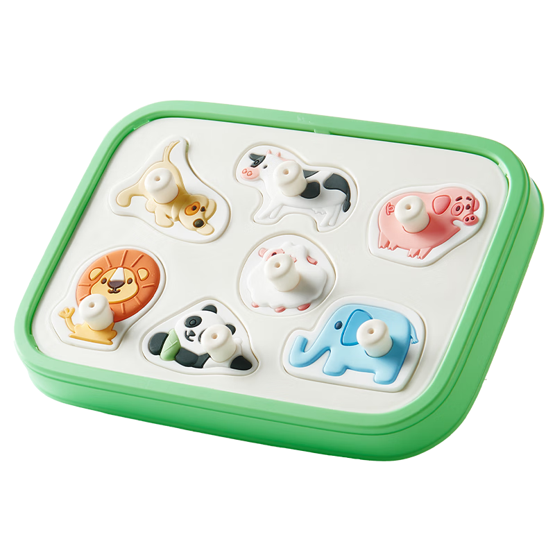 BG-BABYGO Montessori Early Education Animal Matching Puzzle Baby Building Blocks Food-Grade Silicone Chewable Educational Toy