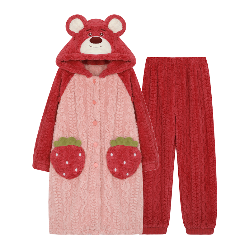 MiiOW Coral Fleece Children's Bathrobe Autumn Winter Thickened Plush Cartoon Warm Homewear for Girls 2025 New Style