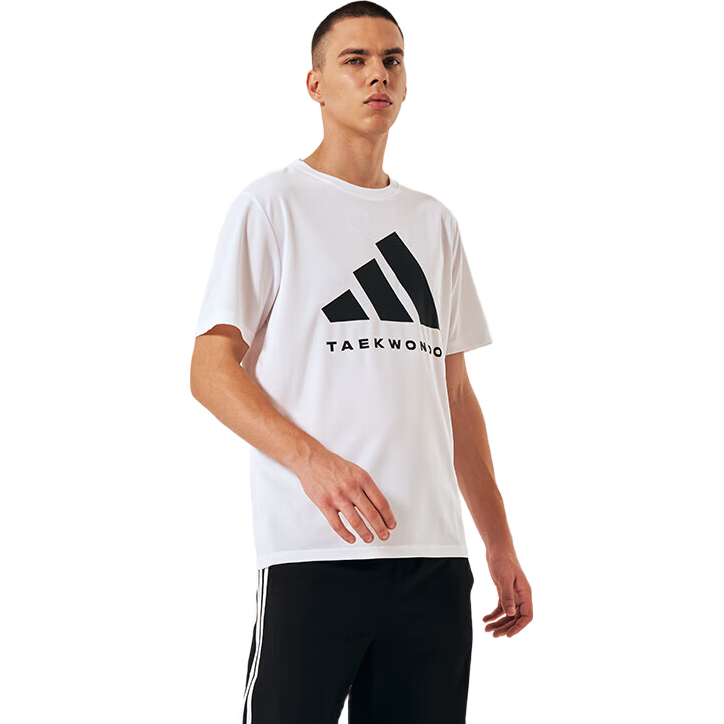 Adidas Men's Short-Sleeve T-Shirt, Spring And Summer Casual Sports Breathable Lightweight Round Neck Tee, White/black (Quick-Dry), XL