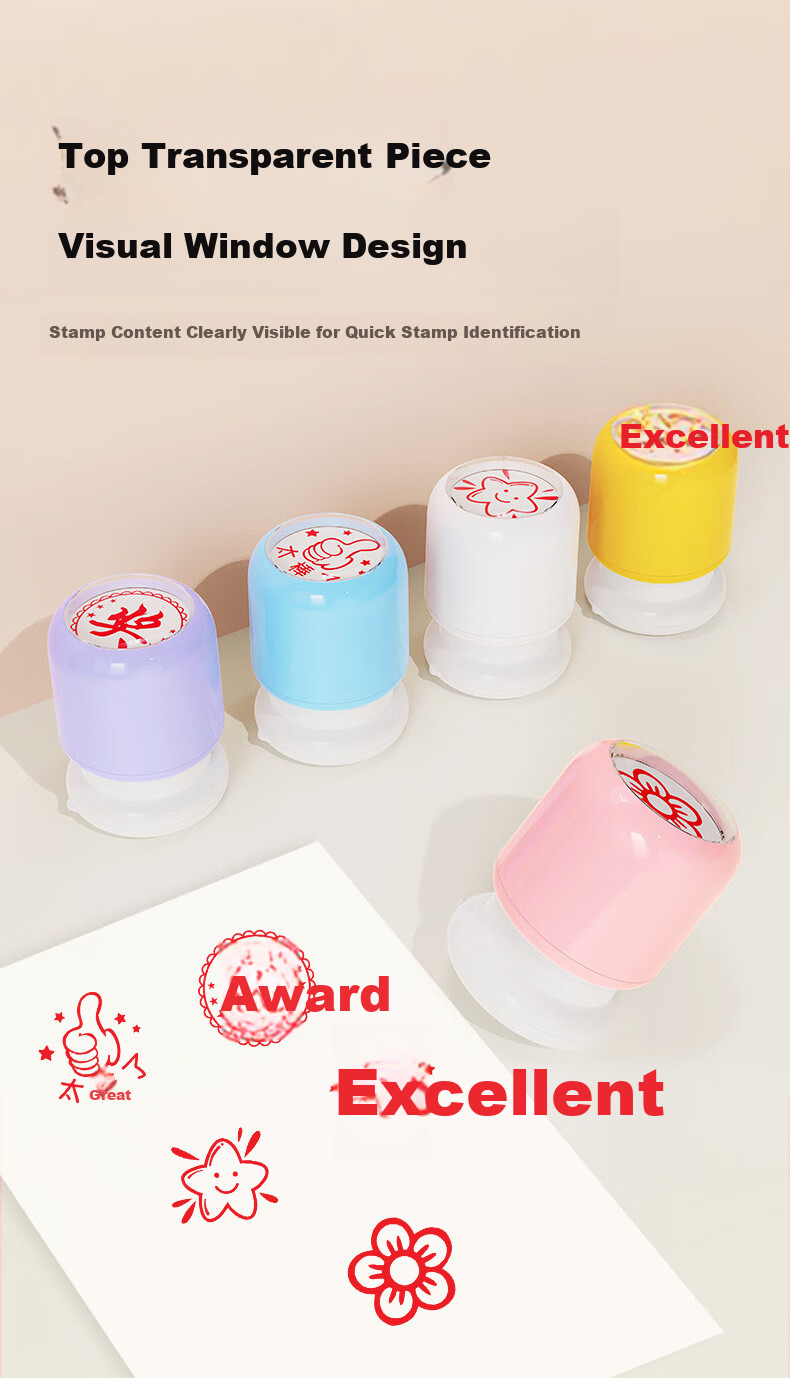 Touch Fish Kindergarten Toys, Student Rewards, Teacher Encouragement Stamp, Homework Correction Stamp, Commendation Stamp for Children, Teacher And Parent Evaluation Stamp (Set of 5) 3
