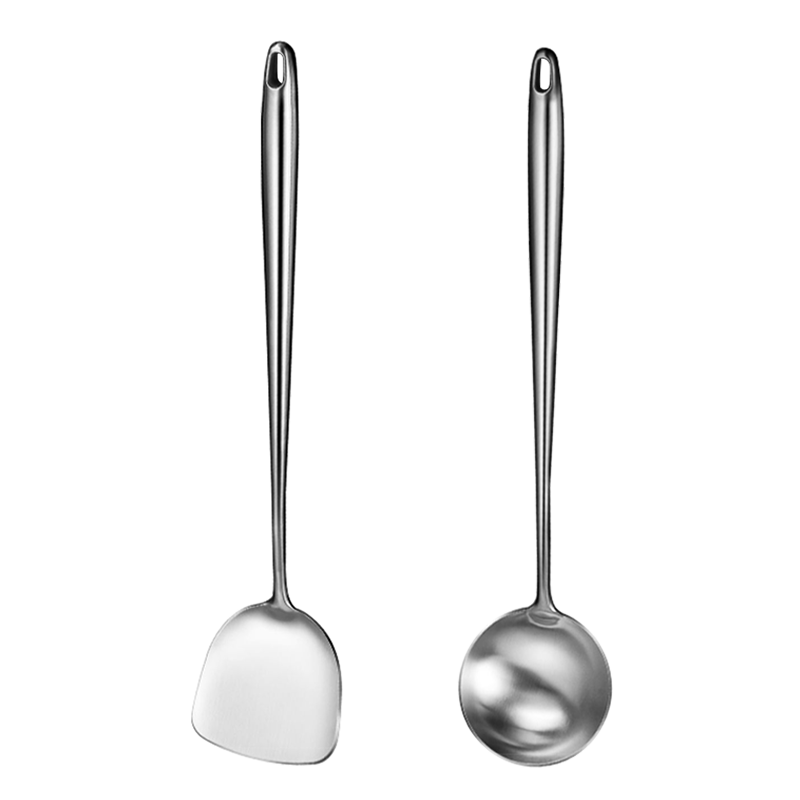 FISDDIS 304 Stainless Steel Spatula and Soup Ladle Set Thickened Cooking Spatula and Ladle 2-Piece Set