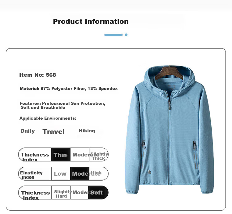 TUCANO Sun Protection Jacket for Men, Outdoor Sports Lightweight Sun-Blocking Skin Coat, Hooded Top Outerwear, Men's Clothing, White M 8