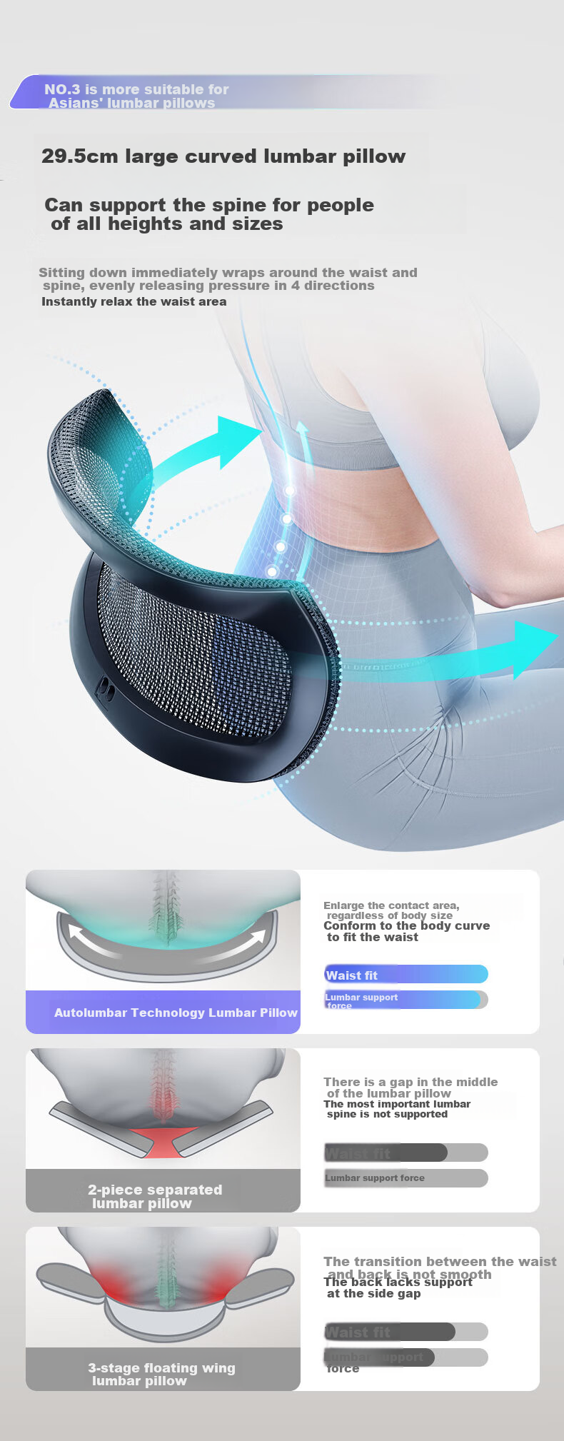 Ergonor Baoying Ergonomic Chair, Computer Chair, Comfortable Office Chair, Gaming Chair, Silver White (Cloud Cushion) 7