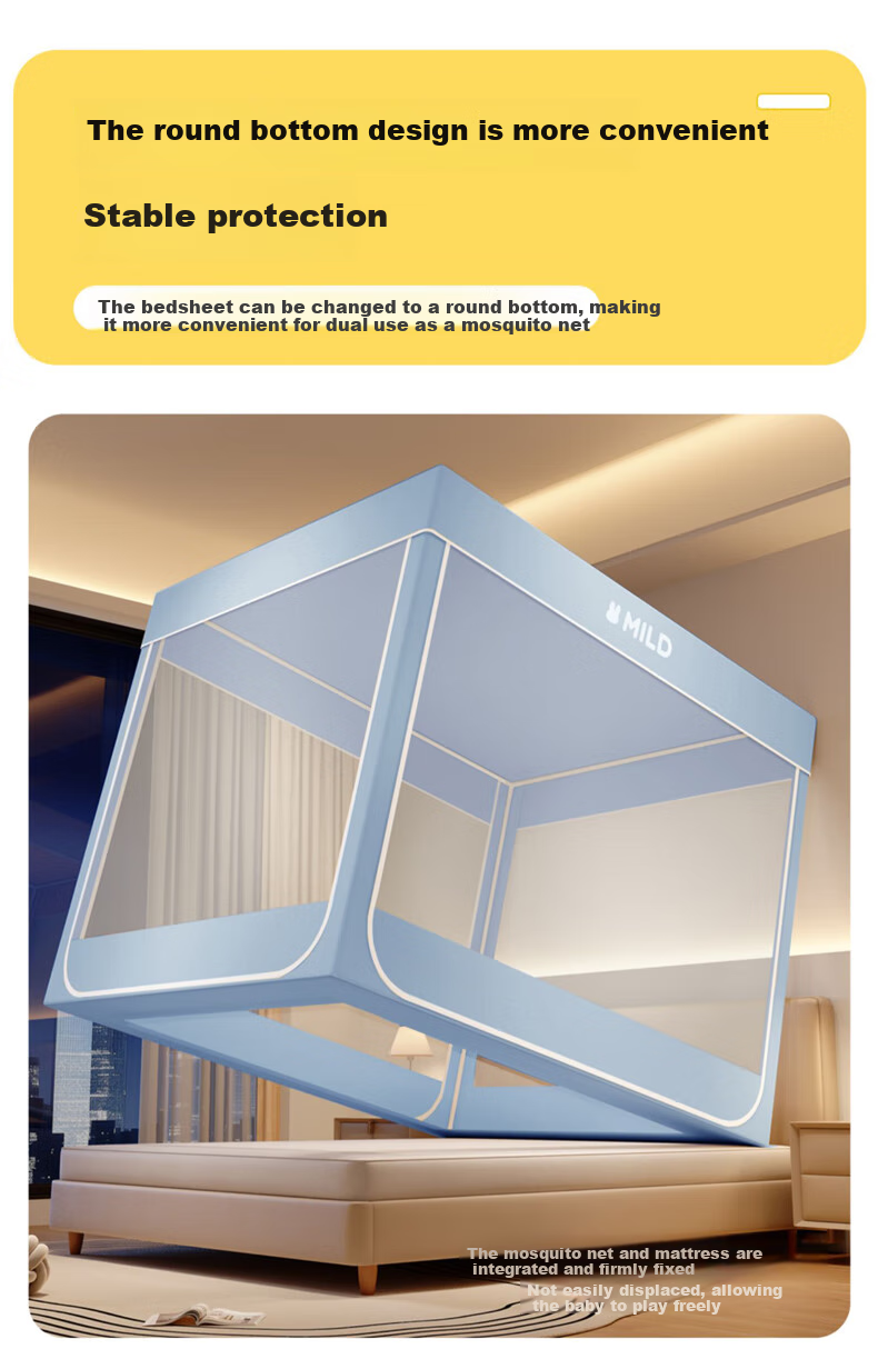 YANYANGTIAN Class A Home Blackout Dust-Proof Fence Mosquito Net with Three Doors, 1.5×2 Meter Bed [No Bracket Assembly Required, Dense Mesh] 5