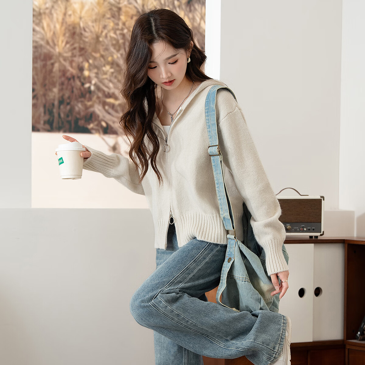 TonLion 2025 Autumn Women's Versatile Double-Head Zipper Hooded Cardigan