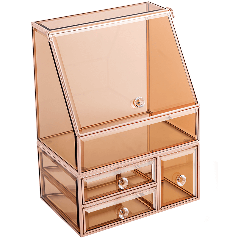 JEKO&JEKO Desktop Cosmetic Storage Box Dustproof Large Capacity Skincare Jewelry Organizer Rack 2-Piece Set